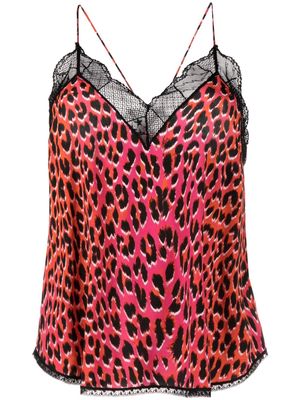 Zadig&Voltaire Christy leopard-print silk tank top - Pink