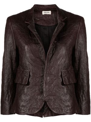 Zadig&Voltaire creased open-front leather blazer - Brown