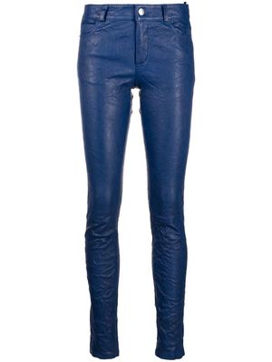 Zadig&Voltaire crinkled-finish leather trousers - Blue
