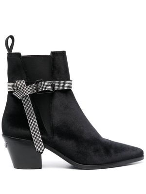 Zadig&Voltaire crystal-embellished 70mm velvet boots - Black