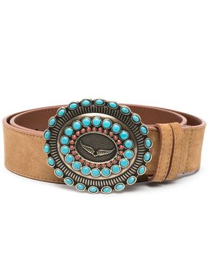 Zadig&Voltaire crystal-embellished leather belt - Brown