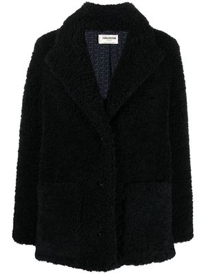 Zadig&Voltaire double-breasted faux shearling coat - Black