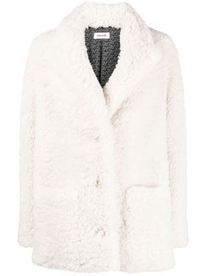 Zadig&Voltaire double-breasted faux shearling coat - White