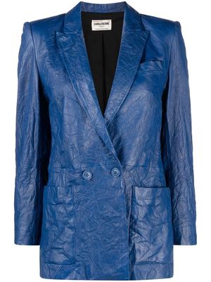 Zadig&Voltaire double-breasted leather blazer - Blue