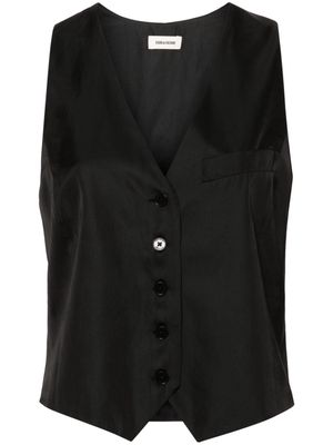 Zadig&Voltaire Emaux satin waistcoat-style top - Black