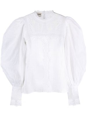 Zadig&Voltaire embroidered balloon-sleeve blouse - White