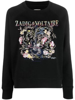 Zadig&Voltaire embroidered-logo cotton sweatshirt - Black