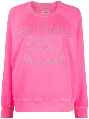 Zadig&Voltaire embroidered-logo cotton sweatshirt - Pink