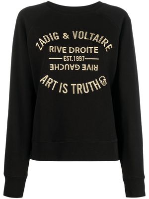 Zadig&Voltaire embroidered-logo crew neck sweater - Black
