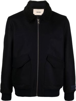 Zadig&Voltaire faux-shearling collar jacket - Blue