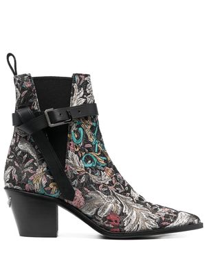 Zadig&Voltaire floral ankle boots - Black