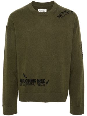 Zadig&Voltaire graffiti-embroidery knitted jumper - Green