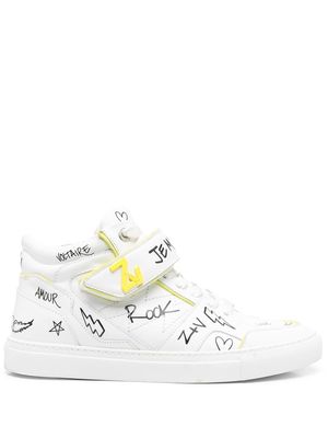 Zadig&Voltaire graffiti-print lace-up sneakers - White