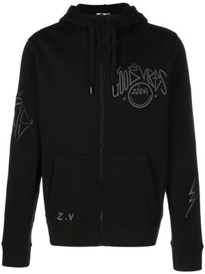 Zadig&Voltaire graffiti-print zip-up hoodie - Black
