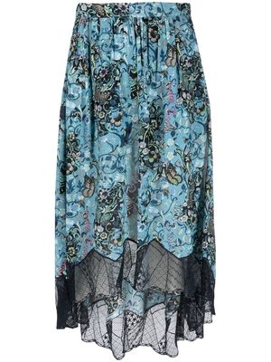Zadig&Voltaire graphic-print lace-panel skirt - Blue