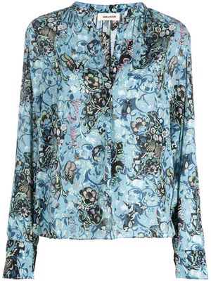 Zadig&Voltaire graphic-print long-sleeve blouse - Blue