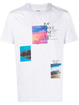 Zadig&Voltaire graphic-print mélange-effect T-shirt - Grey