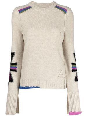 Zadig&Voltaire Halton intarsia-knit cashmere jumper - Neutrals