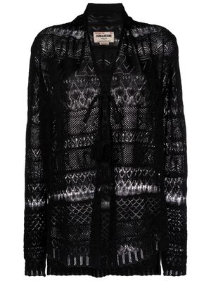 Zadig&Voltaire Isao pointelle knit cotton cardigan - Black