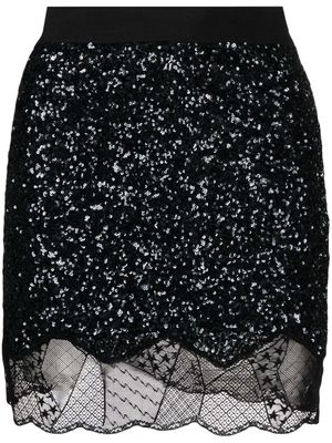 Zadig&Voltaire Justicia sequin-embellished lace-trim skirt - Black