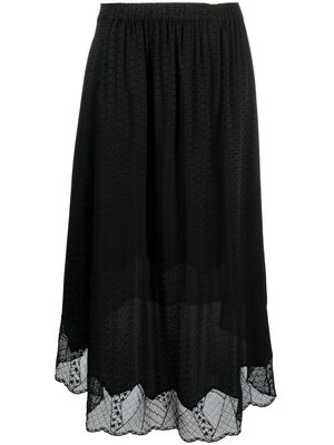 Zadig&Voltaire lace-trim silk skirt - Black