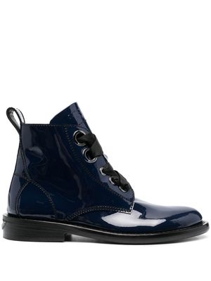 Zadig&Voltaire lace-up patent leather boots - Blue