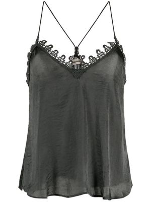 Zadig&Voltaire lace-up satin top - Grey