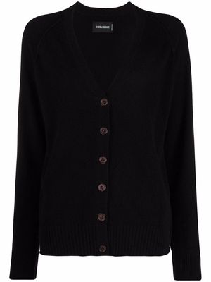 Zadig&Voltaire leather star-patch knitted cardigan - Black