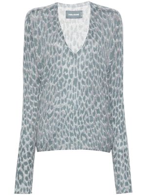 Zadig&Voltaire leopard-print cashmere jumper - Grey
