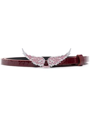 Zadig&Voltaire logo-buckle slim belt - Red