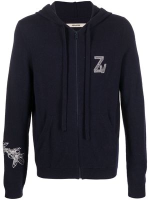 Zadig&Voltaire logo-detail wool-blend hoodie - Blue