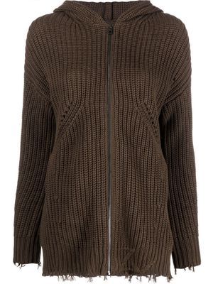 Zadig&Voltaire logo-embroidered distressed cardigan - Green