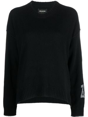 Zadig&Voltaire logo-intarsia cashmere jumper - Black