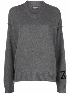 Zadig&Voltaire logo-intarsia cashmere jumper - Grey