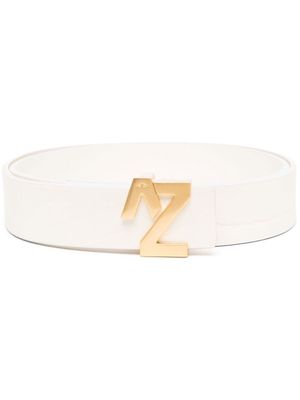 Zadig&Voltaire logo-plaque leather belt - White