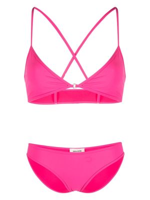 Zadig&Voltaire logo-print crossover shoulder-straps bikini - Pink