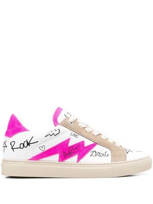 Zadig&Voltaire logo-print leather sneakers - White