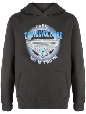 Zadig&Voltaire logo-print organic cotton-blend hoodie - Grey