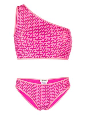 Zadig&Voltaire logo-printed one-shoulder bikini - Pink