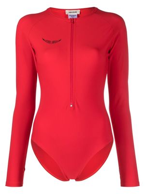 Zadig&Voltaire long-sleeved zipper swimsuit - Red
