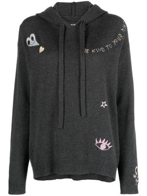 Zadig&Voltaire Marky embroidered-motif cashmere hoodie - Grey