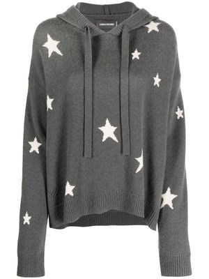 Zadig&Voltaire Marky star-jacquard cashmere hoodie - Grey