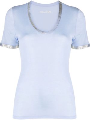 Zadig&Voltaire metallic-trim U-neck T-shirt - Blue