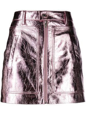 Zadig&Voltaire metallic zipped mini skirt - Pink