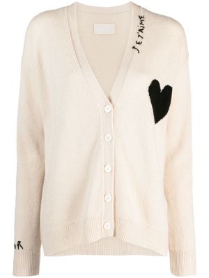 Zadig&Voltaire Mirka heart-embroidered cashmere cardigan - Neutrals