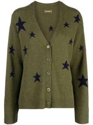 Zadig&Voltaire Mirka star-pattern cashmere cardigan - Green