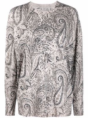 Zadig&Voltaire paisley-print fine knit jumper - Grey