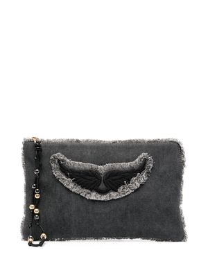 Zadig&Voltaire patch detail canvas clutch bag - Black