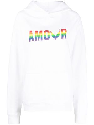Zadig&Voltaire rainbow Amour print hooded sweatshirt - White