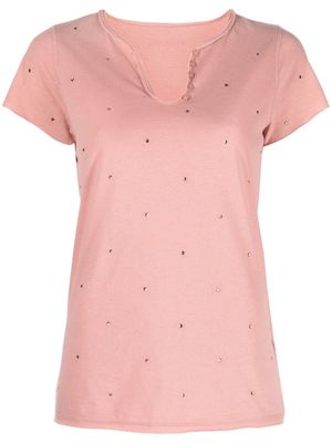 Zadig&Voltaire rhinestone-embellished Henley-neck T-shirt - Pink